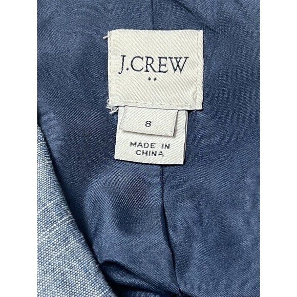 J.Crew Women's Blazer Size 8 Blue Cotton Lined Jacket Notch Lapel Two Button - Picture 6 of 11